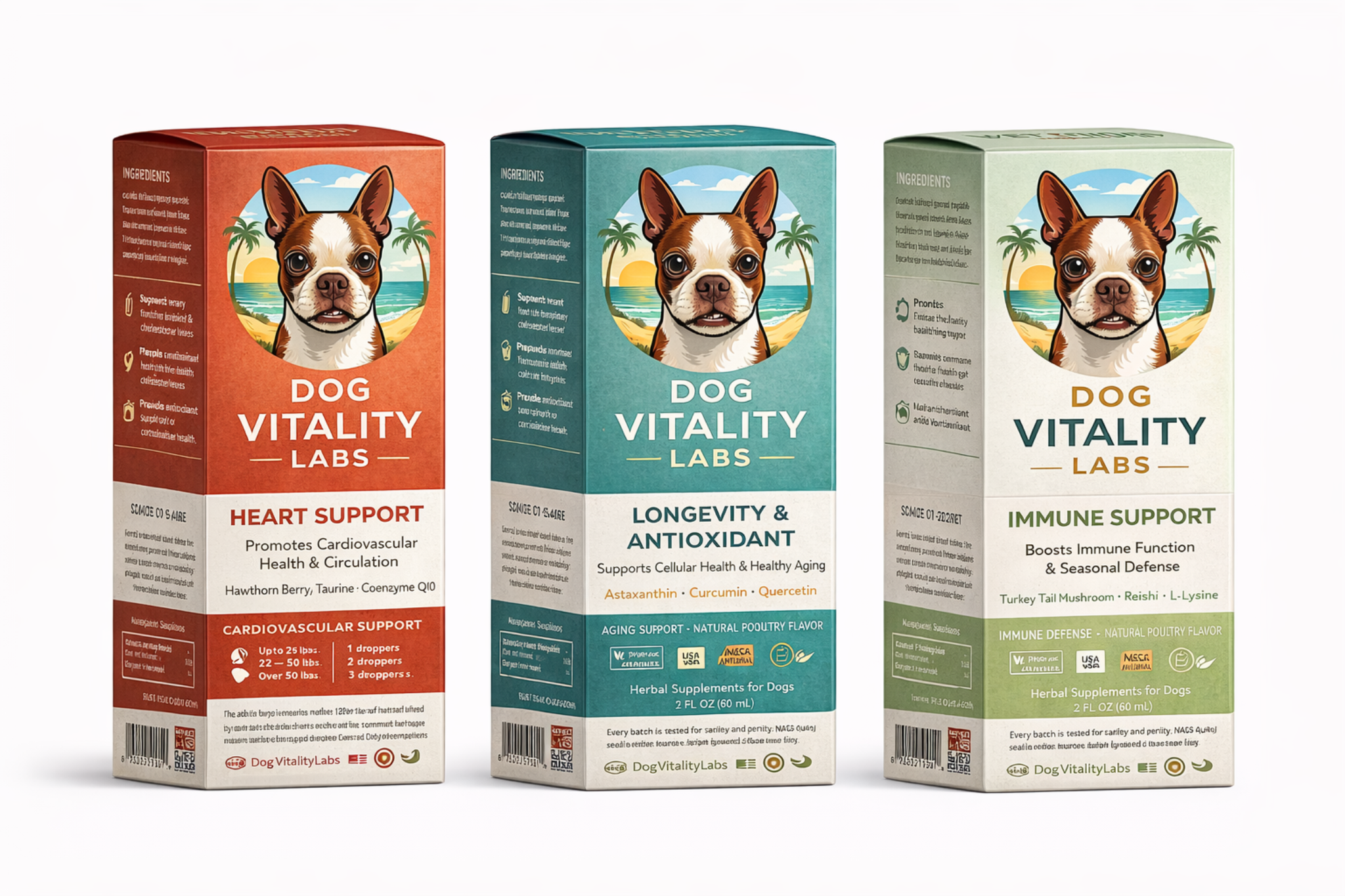 Dog Vitality Labs product boxes